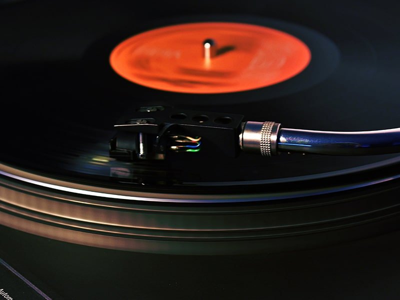 close-up photo of a record on a record player