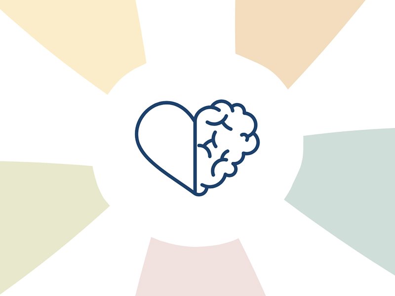 Illustration showing a combined heart and brain icon