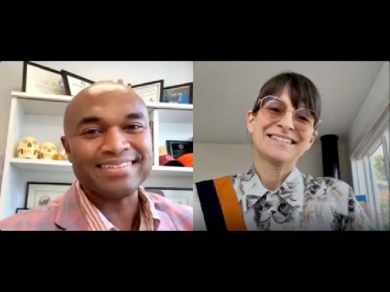 Splitscreen photo of Dr. Satterwhite and author Sarah Thornton